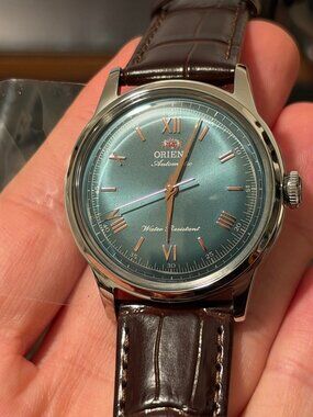 Orient Bambino 38mm Automatic RA-BB0001E Teal Dial Leather Strap - New in Box